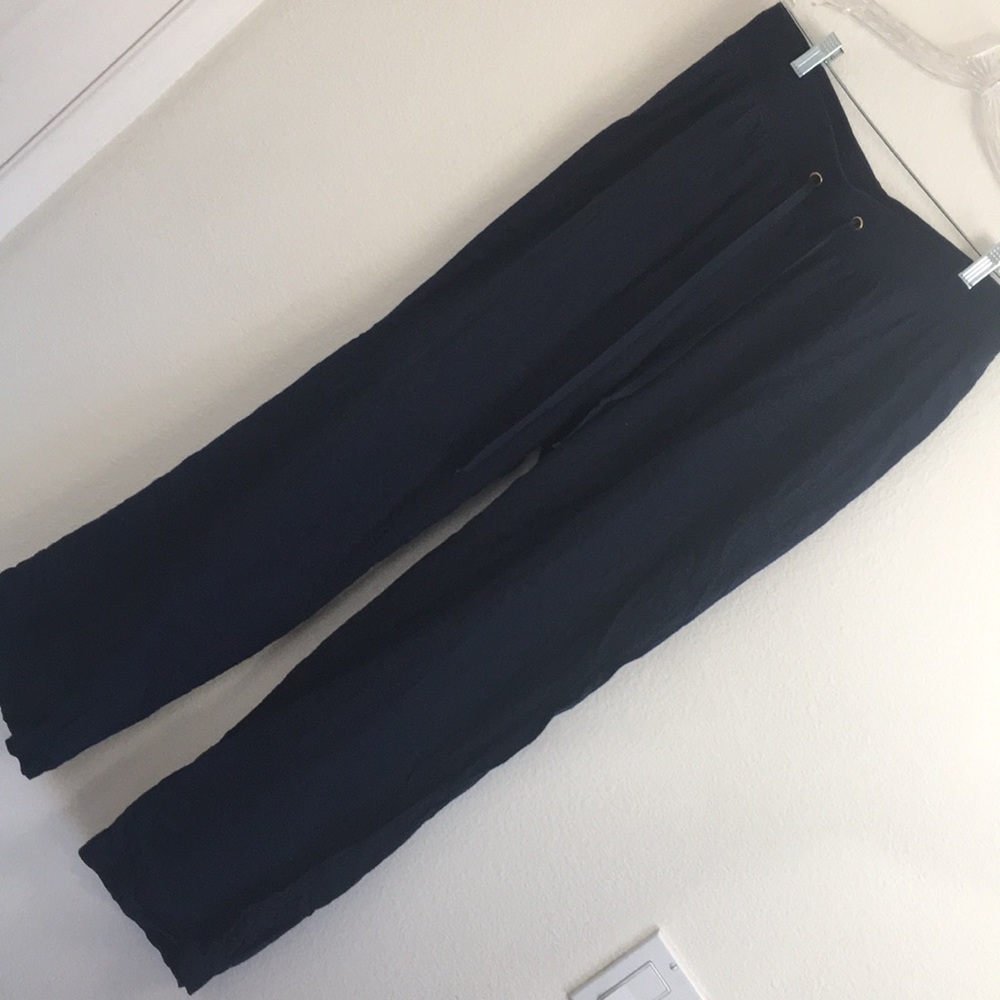 Navy Blue Linen Pants - Picture 2 of 3